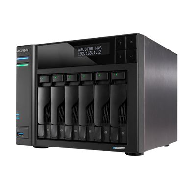 Asustor Lockerstor 6 Gen2+ AS6706T v2 6 Bay NAS Storage, Intel Quad-Core 2.0GHz CPU, Dual 5GbE Ports, 8GB RAM DDR4, 4 M.2 SSD Slots, HDMI, Network Attached Storage (Diskless)