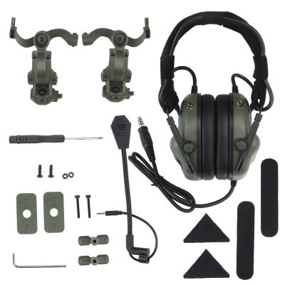 Tactical Headset with Boom Mic, Noise Cancelling Headphones, for Shooting Hunting Communication(Green)