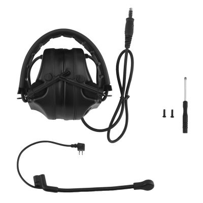 Tactical Communication Headset with Boom Mic, for Shooting Hunting Communication, Foldable Earmuffs Design(Black)