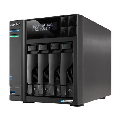 Asustor Lockerstor 4 Gen2+ AS6704T v2 4 Bay NAS Storage, Intel Quad-Core 2.0GHz CPU, Dual 5GbE Ports, 4GB RAM DDR4, 4 M.2 SSD Slots, HDMI, Network Attached Storage (Diskless)