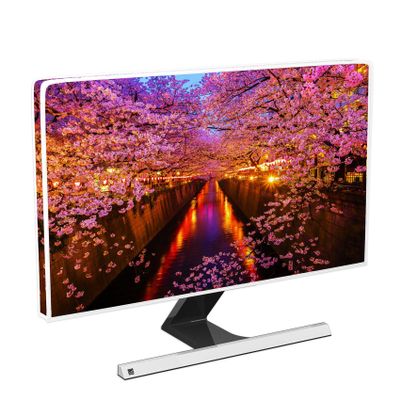 Baocicco Night Sakura Television Screen Cover 32 Inch Cherry Blossom Riverway Anti-Static Dustproof Waterproof TV Covers Anti-Static Dustproof Weatherproof Protective Cover for LCD/LED/HD