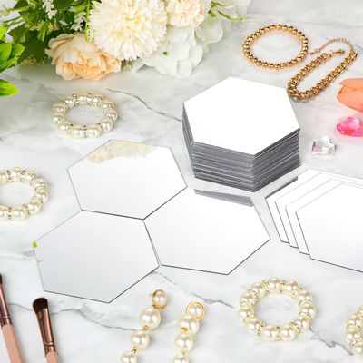 36 pcs Art Wall Decoration Hexagonal Sticker Set, DIY 3D Mirror Wall Stickers, Self-Adhesive Home Decorations, Suitable for Stylish Interior Wall Design. (S)