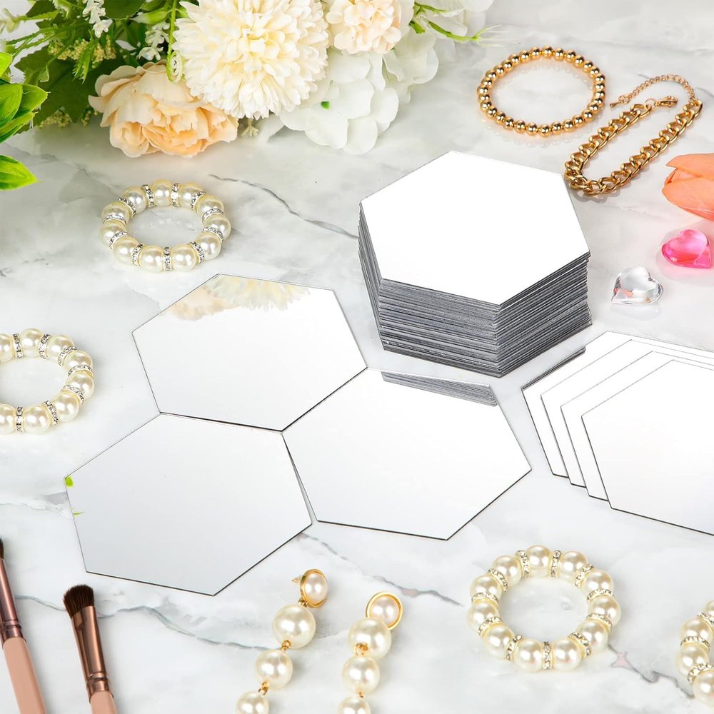 36 pcs Art Wall Decoration Hexagonal Sticker Set, DIY 3D Mirror Wall Stickers, Self-Adhesive Home Decorations, Suitable for Stylish Interior Wall Design. (S)