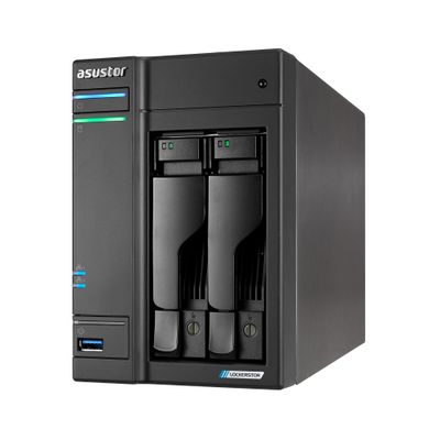 Asustor Lockerstor 2 Gen2+ AS6702T v2 2 Bay NAS Storage, Intel Quad-Core 2.0GHz CPU, Dual 5GbE Ports, 4GB RAM DDR4, 4 M.2 SSD Slots, HDMI, Network Attached Storage (Diskless)