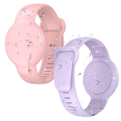 2 Pack for AirTag Bracelet for Kids Compatible with Apple AirTag (1st & 2nd Generation), Adjustable, Waterproof Silicone Air Tag Bracelet Kids Wristband Secure Holder for Toddler Child