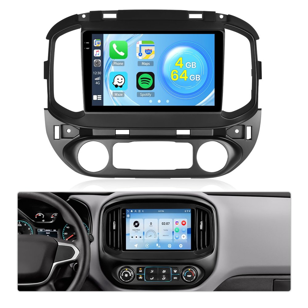 4+64G Android 15 Radio for Chevy Colorado/GMC Canyon 2015-2018, 9" Touchscreen for Colorado Car Stereo, Wireless CarPlay/Android Auto, 5GHz WiFi, Bluetooth 5.0, EQ, GPS, 1280 * 720, Backup Camera