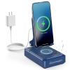 Jteman Gifts for Men Women - Bluetooth Speaker with Cell Phone Stand and Wireless Charger,Wireless Charging Stand Phone Holder for Desk Birthday Gift Idea for Dad Mom (Blue) view 1