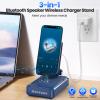 Jteman Gifts for Men Women - Bluetooth Speaker with Cell Phone Stand and Wireless Charger,Wireless Charging Stand Phone Holder for Desk Birthday Gift Idea for Dad Mom (Blue) view 2