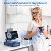 Jteman Gifts for Men Women - Bluetooth Speaker with Cell Phone Stand and Wireless Charger,Wireless Charging Stand Phone Holder for Desk Birthday Gift Idea for Dad Mom (Blue) view 3