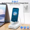 Jteman Cell Phone Stand with Bluetooth Speaker and Wireless Charger,Desktop Charging Station Stand Speaker for iPhone,Christmas Birthday Gift for Men Women (White) view 2