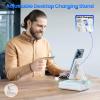 Jteman Cell Phone Stand with Bluetooth Speaker and Wireless Charger,Desktop Charging Station Stand Speaker for iPhone,Christmas Birthday Gift for Men Women (White) view 4