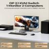 8K Displayport 2.1 KVM Switch 2 in 1 Out DP1.4 with 4 USB 3.0 Ports Support 8K@60Hz 4K@240Hz, 2 Computers Share 1 Monitor Keyboard Mouse U-Disk Printer view 2