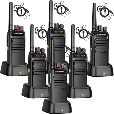 Wanneton 6 Pack Waterproof Portable Rechargeable Walkie Talkies Long Range Handheld Radios with Wireless Frequency Copy, Compatible with Most Brands for Seamless Workplace Communication