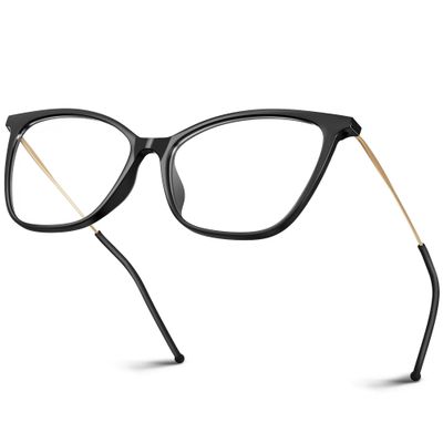 VISOONE Oversized Cat Eye Blue Light Blocking Glasses for Women Large Cute Lightweight Eyeglasses Metal Frame Calina