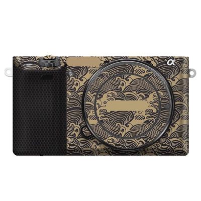 Premium Camera Vinyl Wrap Sticker Protective Film Skin Body Protector Coat Photography Accessories for Sony A6100 Alpha 6100(Wave Gold)