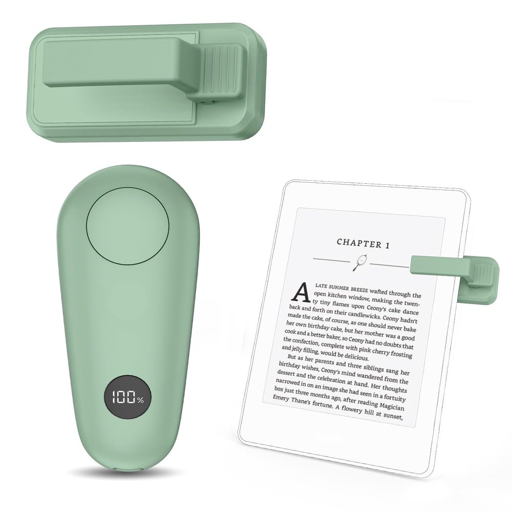 GEKVIVE RF Remote Control Page Turner for Kindle Paperwhite Scribe Accessories, Page Turner Clicker for iPad Tablets Reading Novels Taking, Phone Camera Video Record Triggers Remote, Green