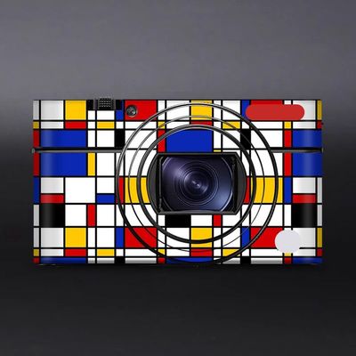 Camera Body Sticker Protective Skin Film Skin Accessories for Sony RX100 V RX100 IV Vinyl Wrap Decals RX100M4 RX100M5 RX100M5A(Geometric Lattice)