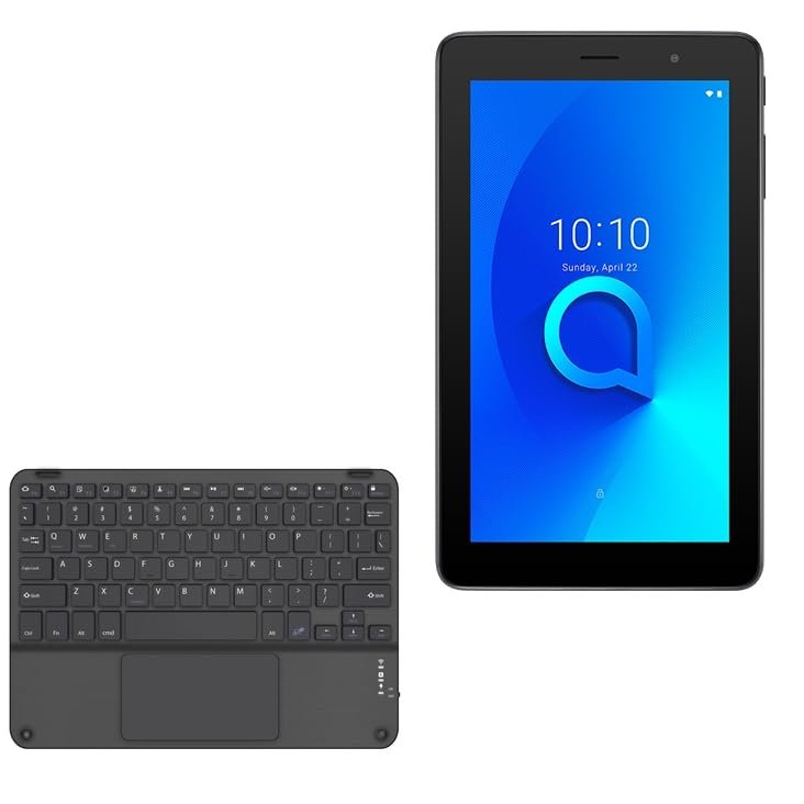 BoxWave Keyboard Compatible with Alcatel 1T 7 - SlimKeys Bluetooth Keyboard with Trackpad, Portable Slim TouchPad - Jet Black