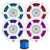 White OEM Replacement JBL 8" 500 Watt RGB LED Coaxial Boat Outdoor Powersports Marine Speakers Bundle - 4 Speakers view 1