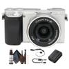 Sony Alpha a6000 Mirrorless Camera with 16-50mm Lens (Silver) + Lens Cap Keeper + Cleaning Kit view 1