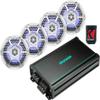 KICKER Speakers and Amp Package of 3 Items: 4-Channel Marine Amplifier with DS18 6-" LED Speakers (2 Pairs) view 1
