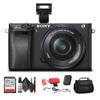 Sony Alpha a6300 Mirrorless Camera with 16-50mm Lens Black (ILCE6300L/B) with Soft Bag, 64GB Memory Card, Card Reader and More view 1