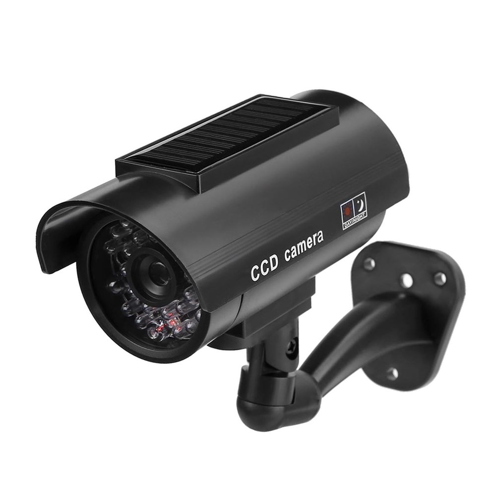 lyrlody Simulation Camera Dummy Security Camera Solar Powered Fake Camerawith Flashing LED Light for Shopping Malls Hotels Parking