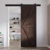 FREDBECK 36in x 96in Brown Barn Door with 6.6ft (79inch) Barn Door Hardware Track Kit and Handle Included, Double Surfaces,Simple Assembly is Required,K-Frame,Coffee view 1