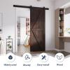 FREDBECK 36in x 96in Brown Barn Door with 6.6ft (79inch) Barn Door Hardware Track Kit and Handle Included, Double Surfaces,Simple Assembly is Required,K-Frame,Coffee view 2