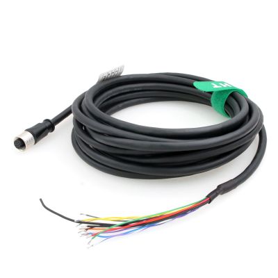 HangTon M12 12 Pin Connector to Flying Leads Cable for Industrial Automation Cognex in Sight 9000 2000 300 Omron V430 F430 Baumer Actuator Sensor Encoder, 50M