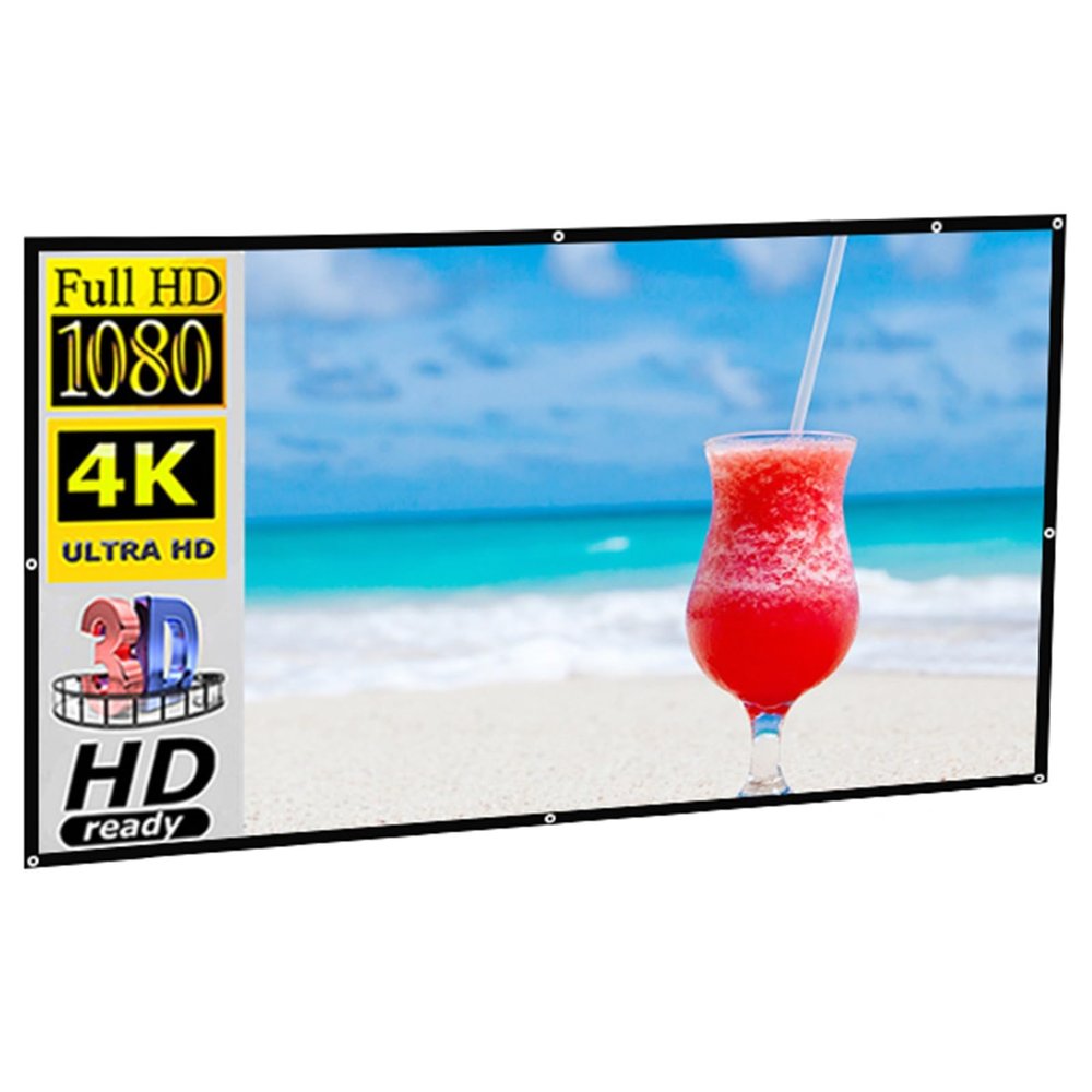 120 Inch 16:9 HD Projector Screen, Foldable Portable Anti-Crease Outdoor Projections Movies Screen, Washable Canvas Cinema Screen