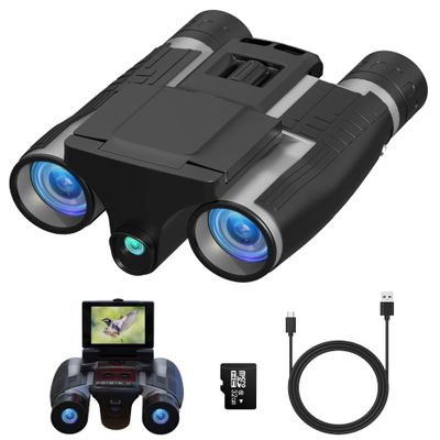 Anweller Binoculars with Camera, 12x32 High Powered Compact Binoculars for Adults and Kids, for Bird Watching, Cruise Ship, Hunting, Travel, Hiking, Sport Games, Concert