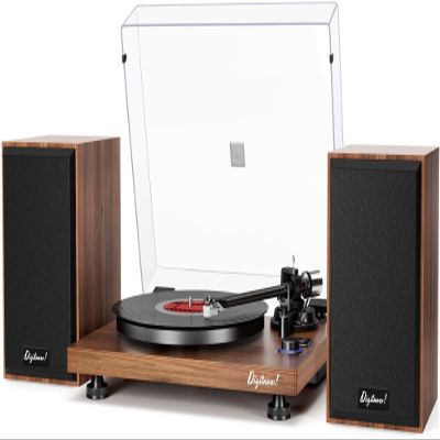 Bluetooth Turntable HiFi System with 36 Watt Bookshelf Speakers, Patend Designed Vinyl Record Player with Magnetic Cartridge, Bluetooth Playback and Auto Off