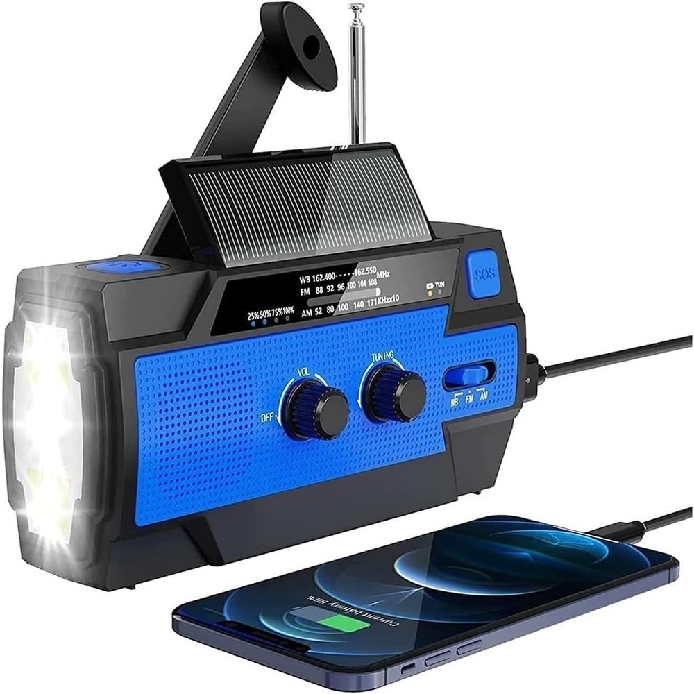 Emergency Solar Hand Crank Radio, AM/FM Weather Emergency Radio with Flashlight, Reading Lamp, Phone Charger