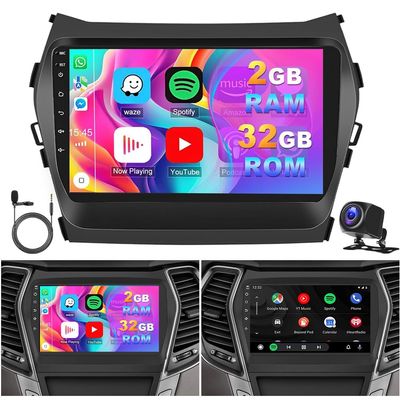 Surakey Car Stereo Radio for Hyundai IX45 Santa Fe 2013 2014 2015 2016 2017 2018 for CarPlay Wireless Android Auto Bluetooth WiFi FM/RDS SWC 9in Android 13 GPS Navigation Head Unit (2+32G)