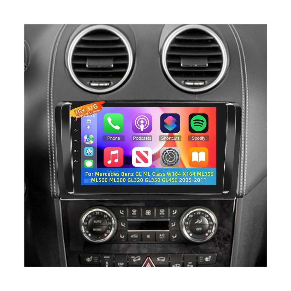 Surakey Android 13 Car Stereo Radio for Mercedes-Benz ML GL 2005 2006 2007 2008 2009 2010 2011 for CarPlay Wireless Android Auto GPS Navi Head Unit 2+32G Bluetooth WiFi FM/RDS SWC 9 in Touch Screen