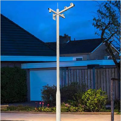 ENWINDXS Heavy Duty Solar Street Lamps Column Yard Garden Security Camera Pole System, Metal Surveillance Cameras Bracket and Post, for Basketball Courts Parking Lot Driveways(9.8ft (2 Sections) H)