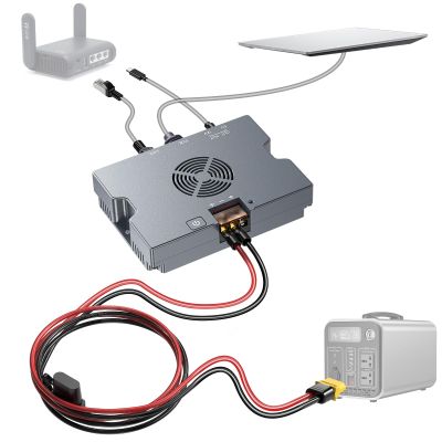 MSAFF 350W PoE Injector for Starlink Standard, Enterprise & Performance Gen3, 9-36V to 52V 6A Output - USB-A 12V/1.5A & Type-C 5V/3A - XT60 Cable Included- Smart Cooling Aluminum Case