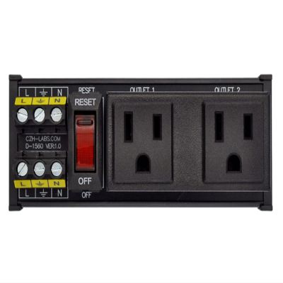 DIN Rail Mount AC 120V NEMA 5-15R Receptacle Outlet Power Strip Module, with Rocker Switch Thermal Circuit Breaker Overload Protector (2 Outlets)