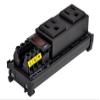 DIN Rail Mount AC 120V NEMA 5-15R Receptacle Outlet Power Strip Module, with Rocker Switch Thermal Circuit Breaker Overload Protector (2 Outlets) view 3