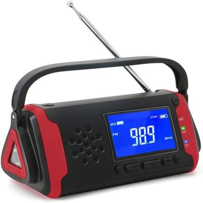 Emergency Hand Crank Radio,4000mAh Portable FM AM NOAA Weather Solar Radios, LED Flashlight,SOS Alarm(Red)