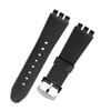 HMFang 23MM Genuine Calf Leather Watchband Steel Clasp Compatible With Swatch IRONY YOS440 449 448 401G Watch Strap Watchband(Black silicone,23mm black clasp) view 1