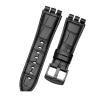 HMFang 23MM Genuine Calf Leather Watchband Steel Clasp Compatible With Swatch IRONY YOS440 449 448 401G Watch Strap Watchband(Black silicone,23mm black clasp) view 2