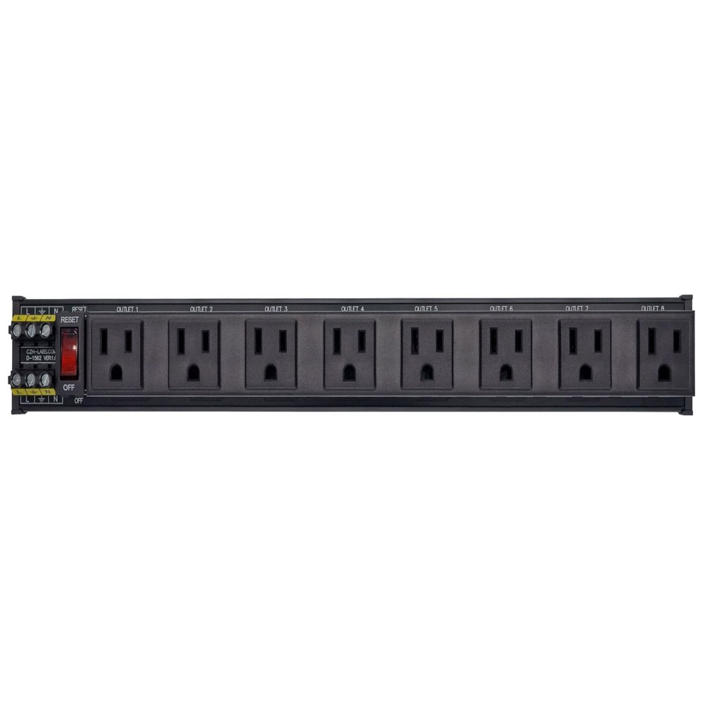 DIN Rail Mount AC 120V NEMA 5-15R Receptacle Outlet Power Strip Module, with Rocker Switch Thermal Circuit Breaker Overload Protector (8 Outlets)