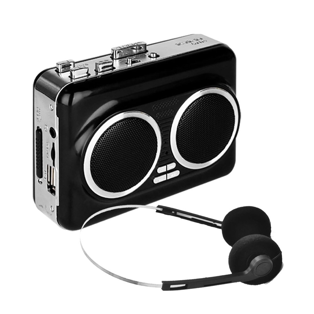 Dual Speaker Pure Stereo &Auto Reverse Cassette PlayerPortable Cassette to MP3 Converter via USB,Cassette Tape Player with Dual Power Options,Built in 3.5mm Headphone Jack,Support U Disk, USB Card