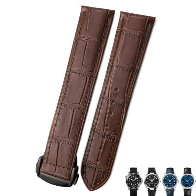 21mm 20mm 22mm Cow Leather Watch Strap for Omega Seamaster 300 Speedmaster Watch Bands (Color : Brown Brown Black, Size : 22mm)
