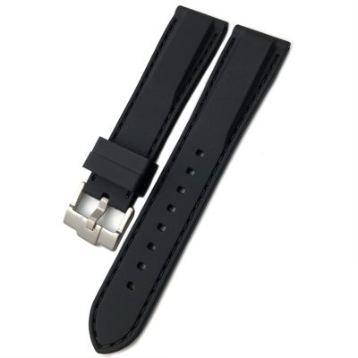 20mm 19mm 22mm Rubber Silicone Waterproof Watch Band Fit for Omega Seamaster for IWC Pilot for Seiko SKX 007 Citizen Strap (Color : Black Black Pin, Size : 20mm)