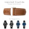 21mm 20mm 22mm Cow Leather Watch Strap for Omega Seamaster 300 Speedmaster Watch Bands (Color : 10mm Gold Clasp, Size : 20mm) view 2