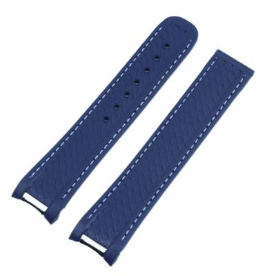 20mm Rubber Watch Band for Omega Strap Seamaster 300 AT150 Aqua Terra Ultra Light 8900 Steel Buckle Watchband Bracelets (Color : Blue White, Size : with Black Buckle)