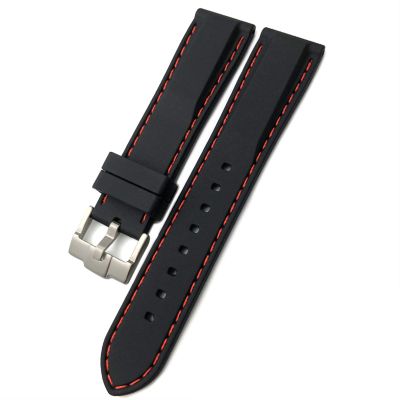 20mm 19mm 22mm Rubber Silicone Waterproof Watch Band Fit for Omega Seamaster for IWC Pilot for Seiko SKX 007 Citizen Strap (Color : Black red Pin, Size : 19mm)